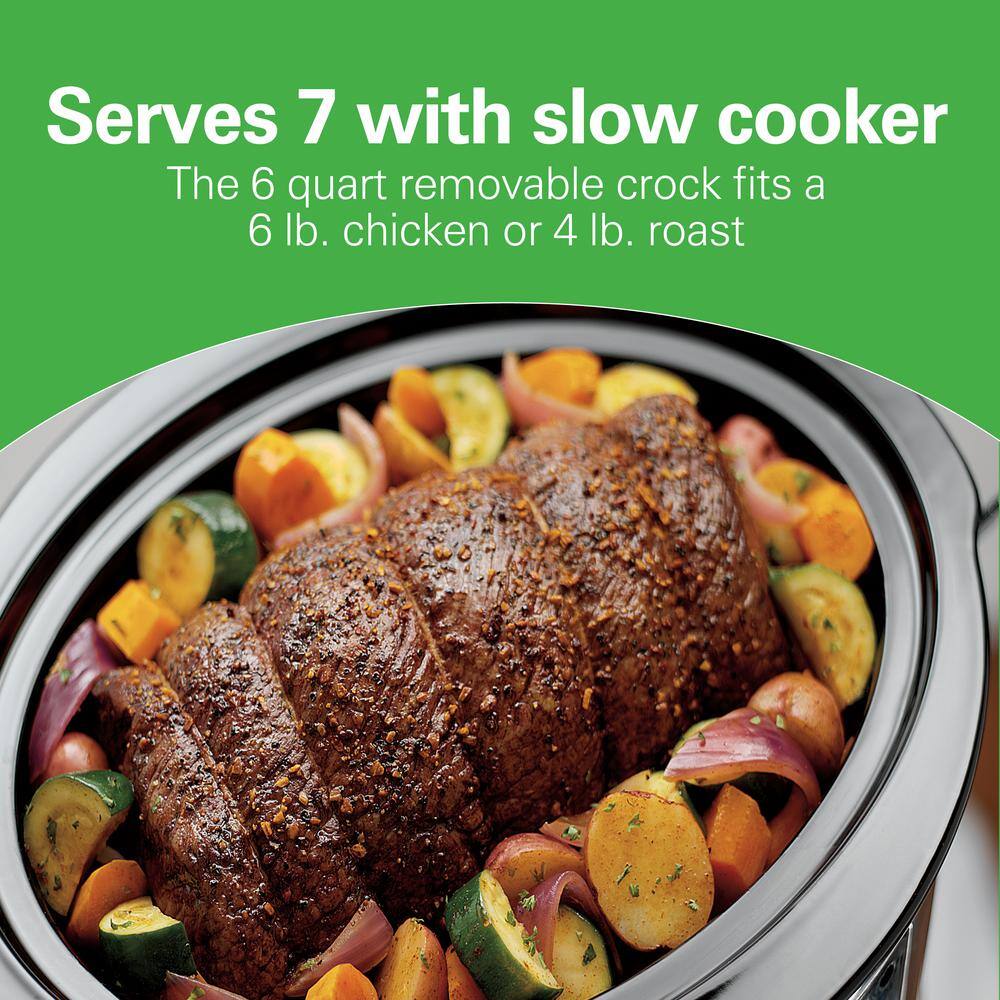 Hamilton Beach 2 in 1 6 Qt. Stainless Steel Slow Cooker with Air Fry Lid