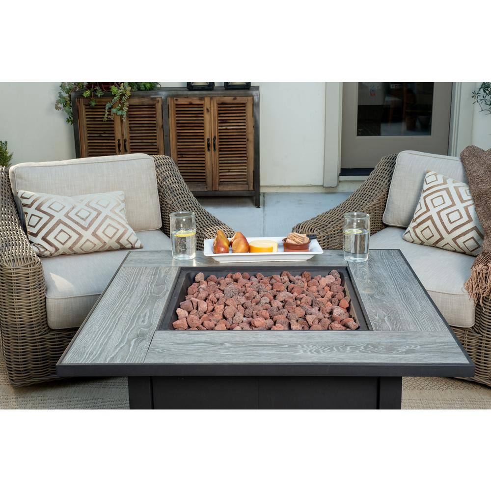 Bond Ashland Steel 35 in. Square Gas Fire Table in Gray and Black