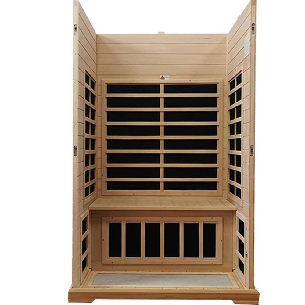 None 2-Person Sauna with 8 Low EMF Heaters and Bluetooth Audio, 1 LED Reading Lamp and 2 Chromotherapy Lights