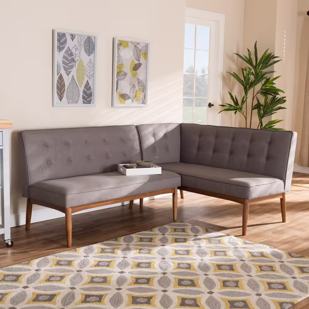 Baxton Studio Arvid Gray Dining Nook Banquette Set