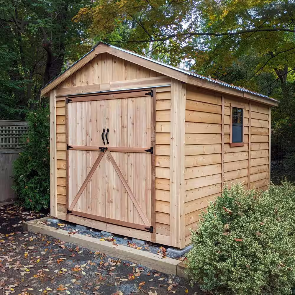 Outdoor Living Today Space Master 8 ft. W x 12 ft. D Cedar Wood Storage Shed with Metal Roof (96 sq. ft.)