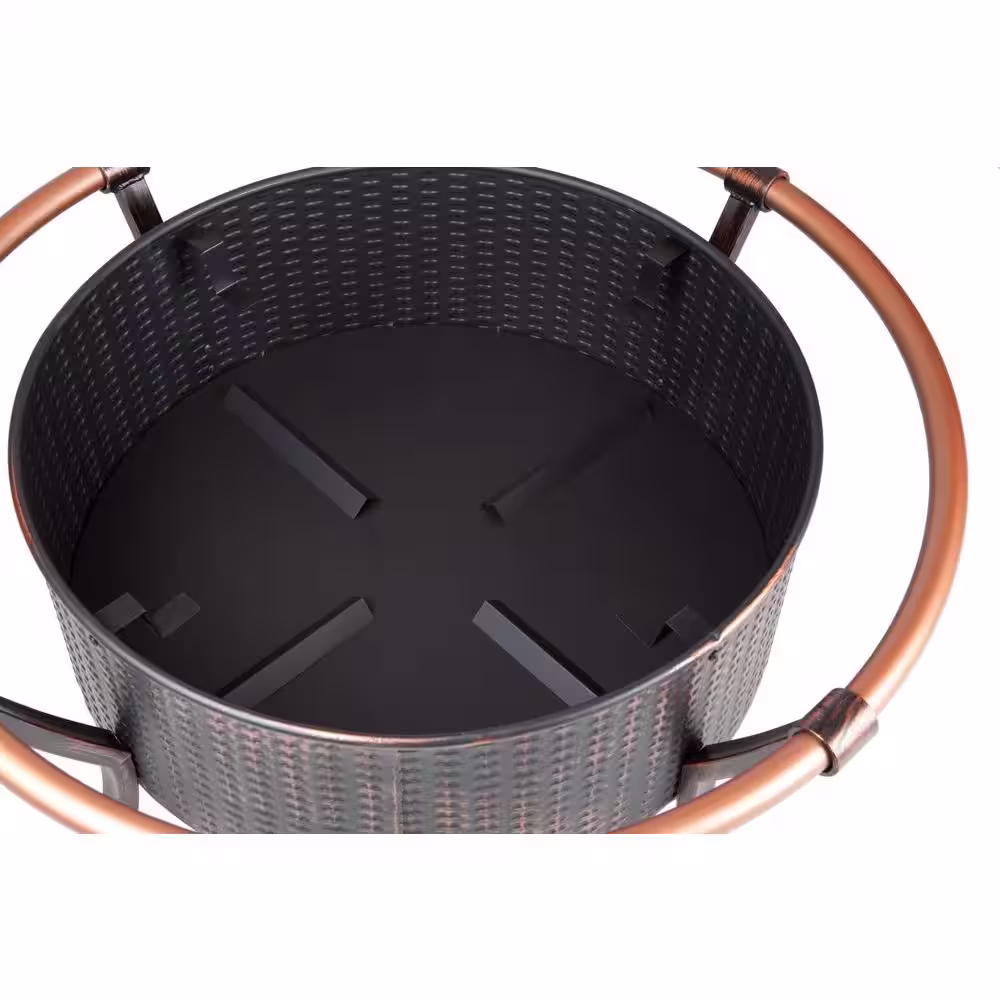 Fire Sense Copper Rail 37 in. Round Steel Fire Pit in Brushed Bronze