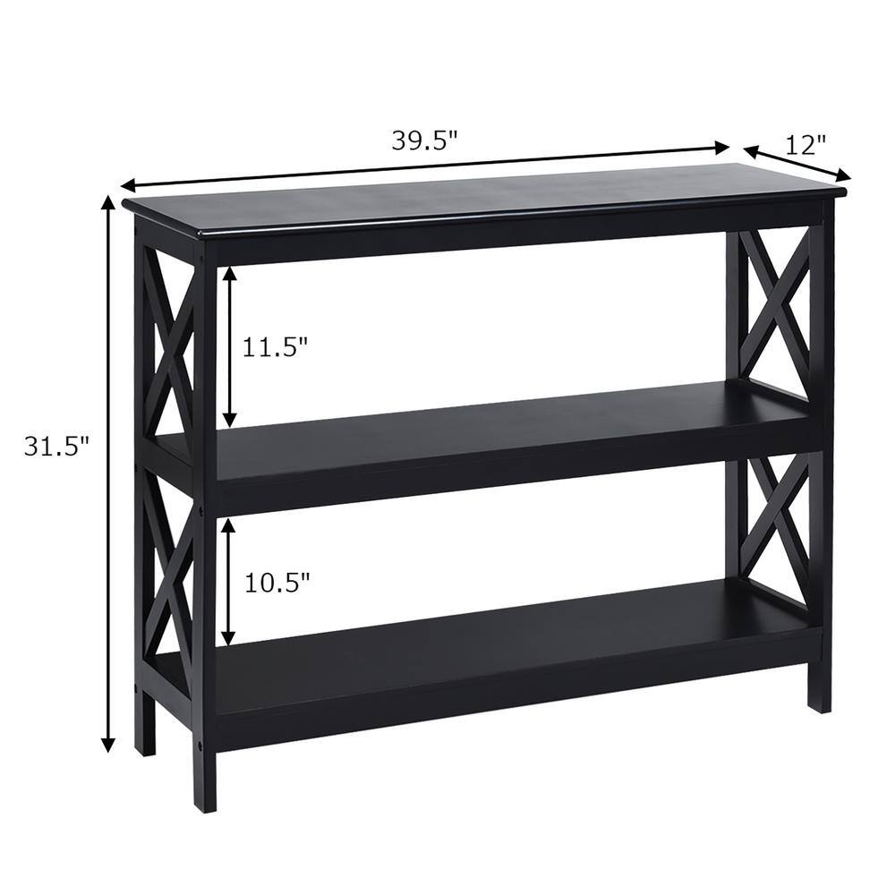 Costway 39.5 in. Black Standard Rectangle Wood Console Table with Shelf