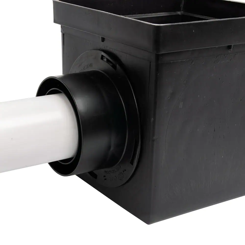 NDS 9 in. x 9 in. Plastic Square Drainage Catch Basin in Black, 2 Opening Kit