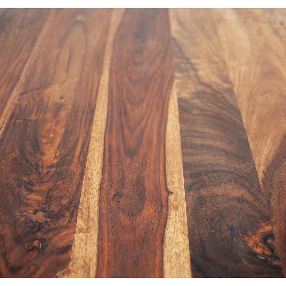 AmeriHome Sheesham 63 in. Rectangle, Rosewood Wood Top with Black Metal Frame Dining Table, Seats 6