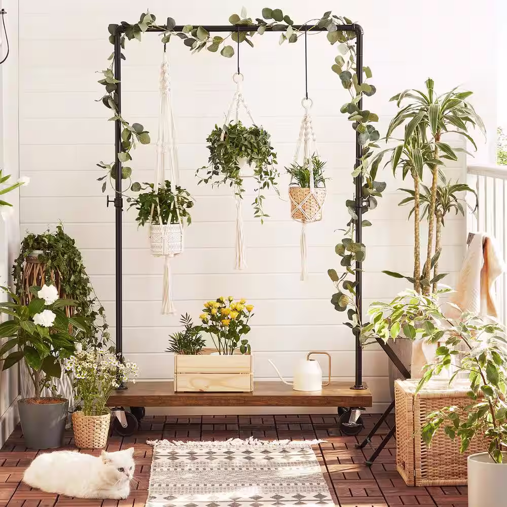 None Black Metal Garment Clothes Rack 41 in. W x 63 in. H