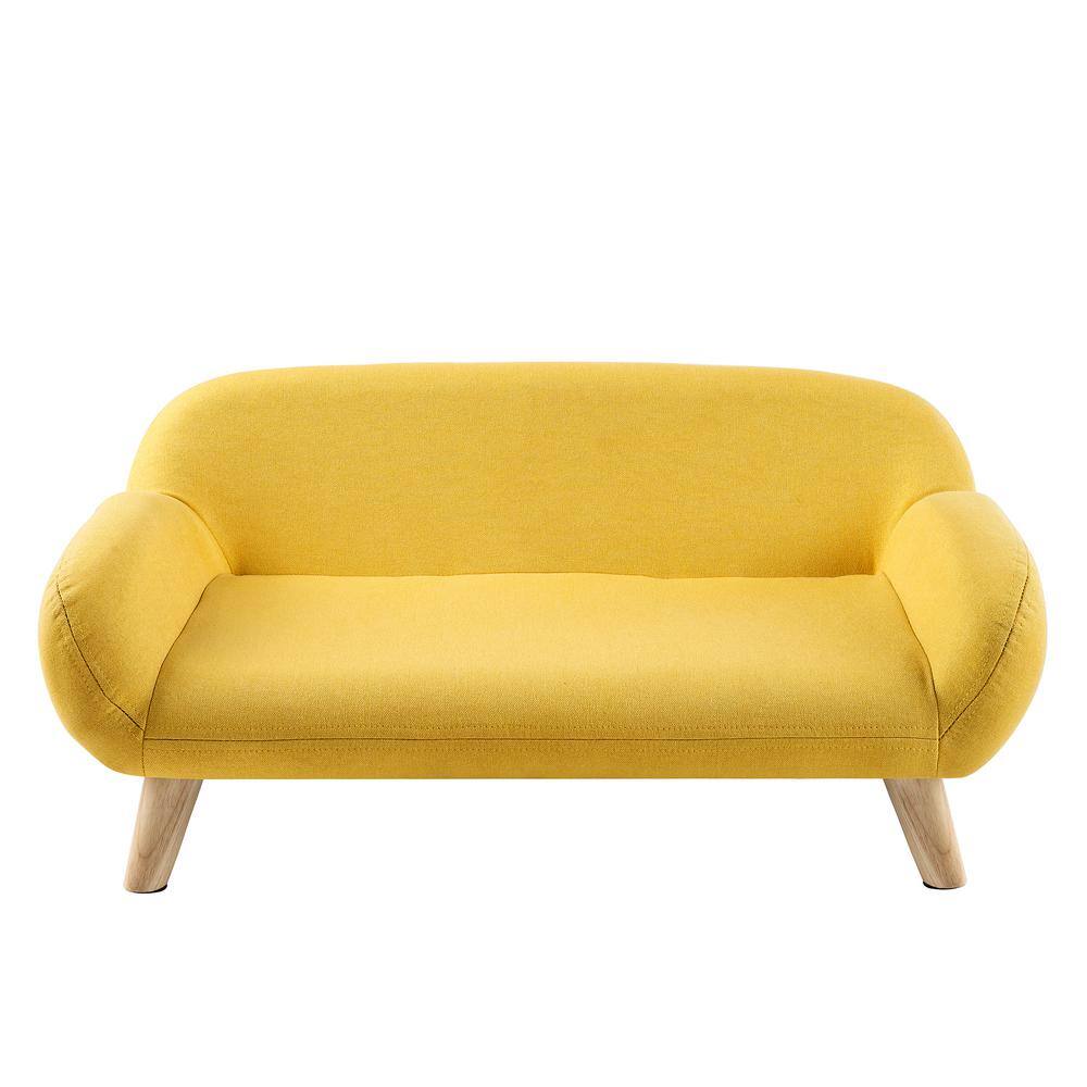 None Akkeri Medium Yellow Fabric Cat Couch