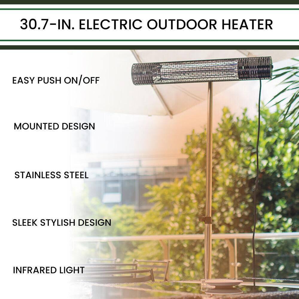 Hanover 30.7 in. 1500-Watt Infrared Electric Patio Heater with Remote Control in Silver