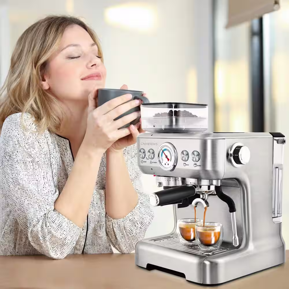CASABREWS 5700-Gense 77-Cups Stainless Steel Silver Espresso Machine with Auto Grinding Feature