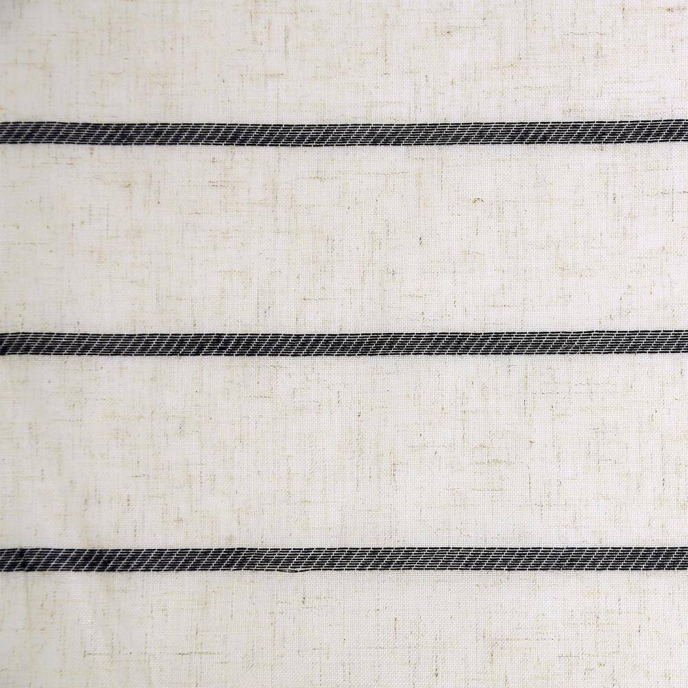 None Aso Twill Stripe Linen Blend 52 in. W x 14 in. L Sheer Rod Pocket Kitchen Curtain Valance in Black/Linen