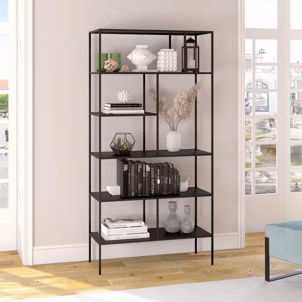 Meyer&Cross Winthrop 72 in. Blackened Bronze 6-Shelf Bookcase