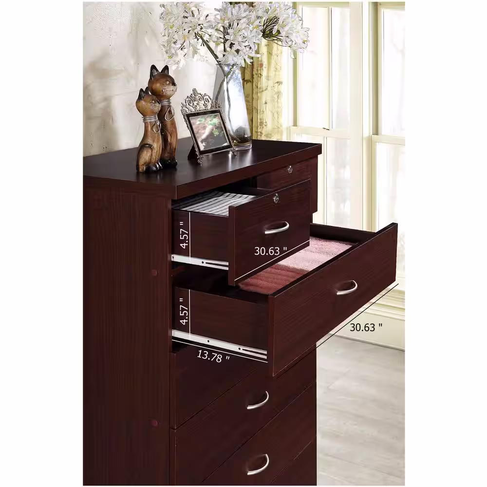 HODEDAH 7-Drawer 48 in. H x 31.5 in. W x 18 in. D Chest of Drawer in Mahogany