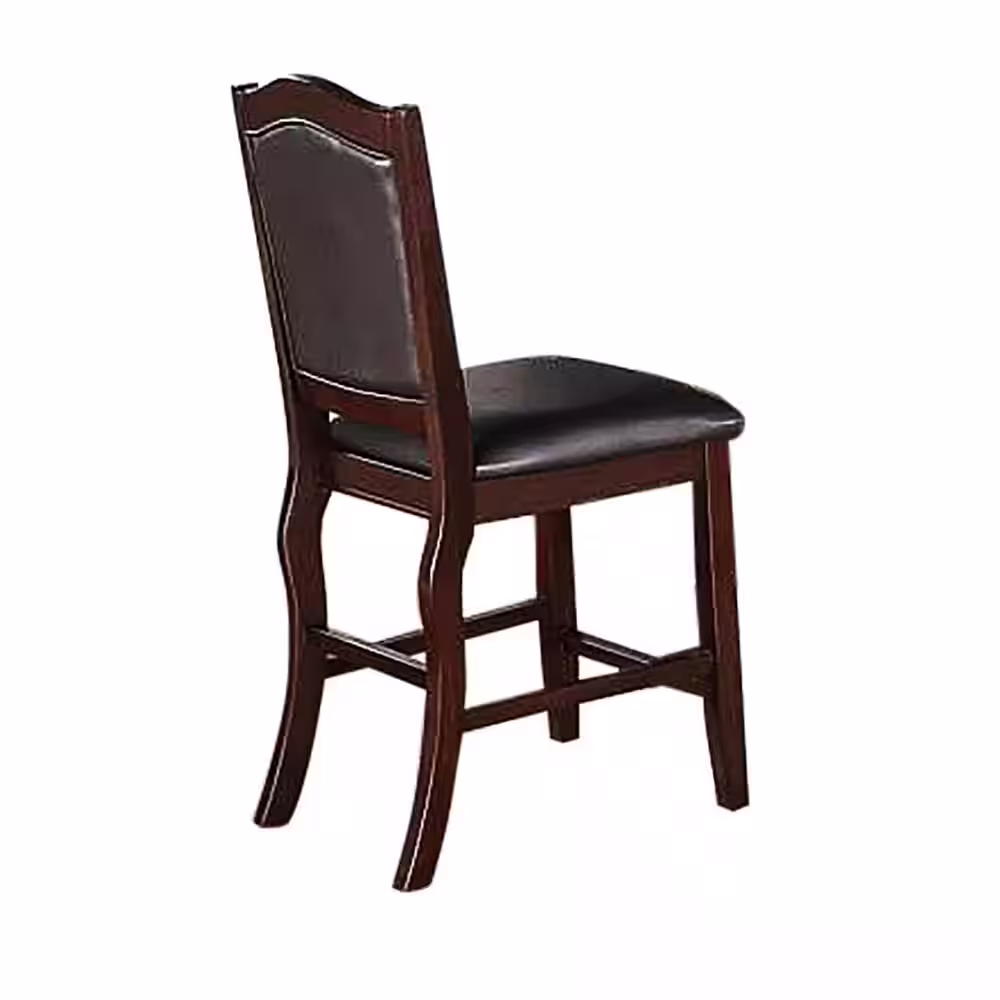 SIMPLE RELAX Dark Brown Solid Wood and Espresso Faux Leather High Chair (Set of 2)