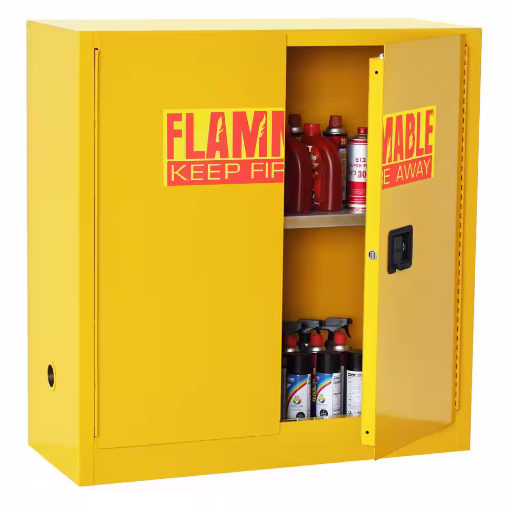 Sandusky Steel Freestanding Garage Cabinet in Safety Yellow (43 in. W x 44 in. H x 18 in. D)