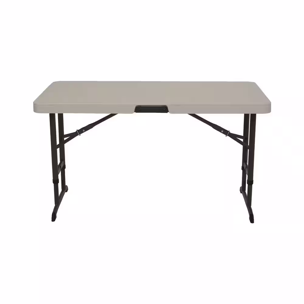Lifetime 48 in. Almond Plastic Adjustable Height Folding High Top Table