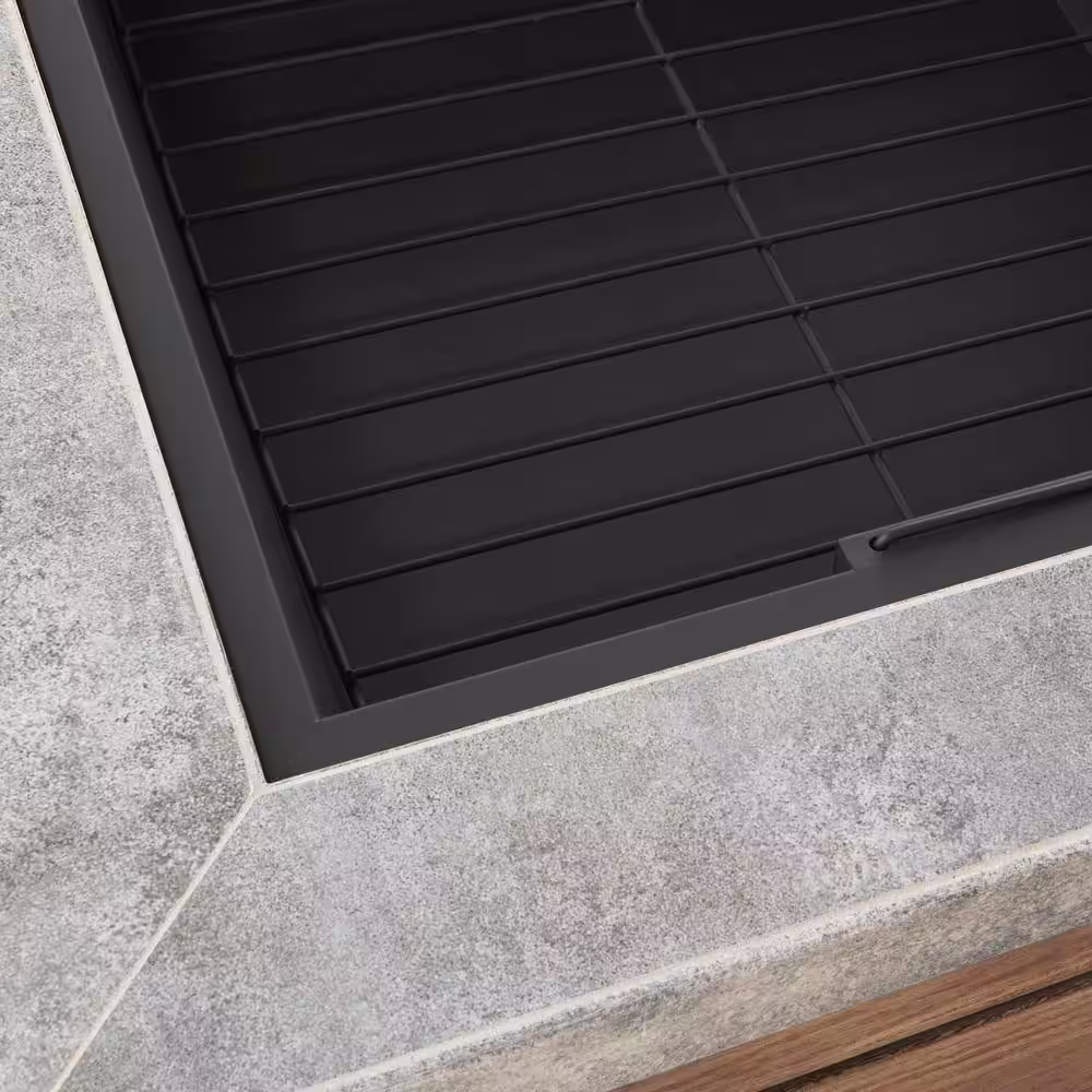 Hampton Bay Stoneham 34 in. x 15.5 in. Square Steel Wood Fire Pit with Tile Top