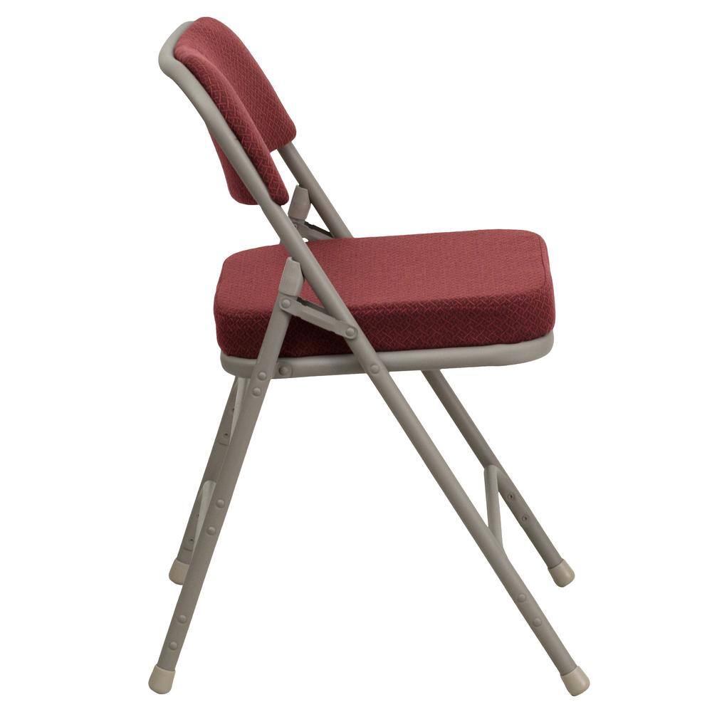 Flash Furniture Burgundy Fabric/Gray Frame Metal Folding Chair (2-Pack)