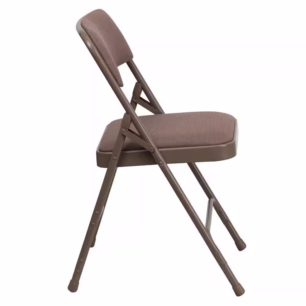 Flash Furniture Hercules Series Curved Triple Braced & Double Hinged Beige Fabric Upholstered Metal Folding Chair
