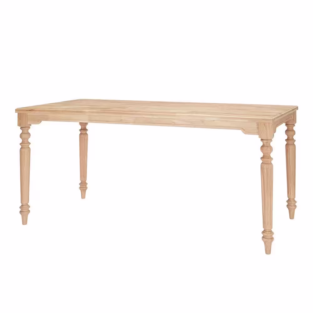 StyleWell Unfinished Natural Pine Wood Rectangular Table for 6 with Leg Detail (68 in. L x 29.75 in. H)