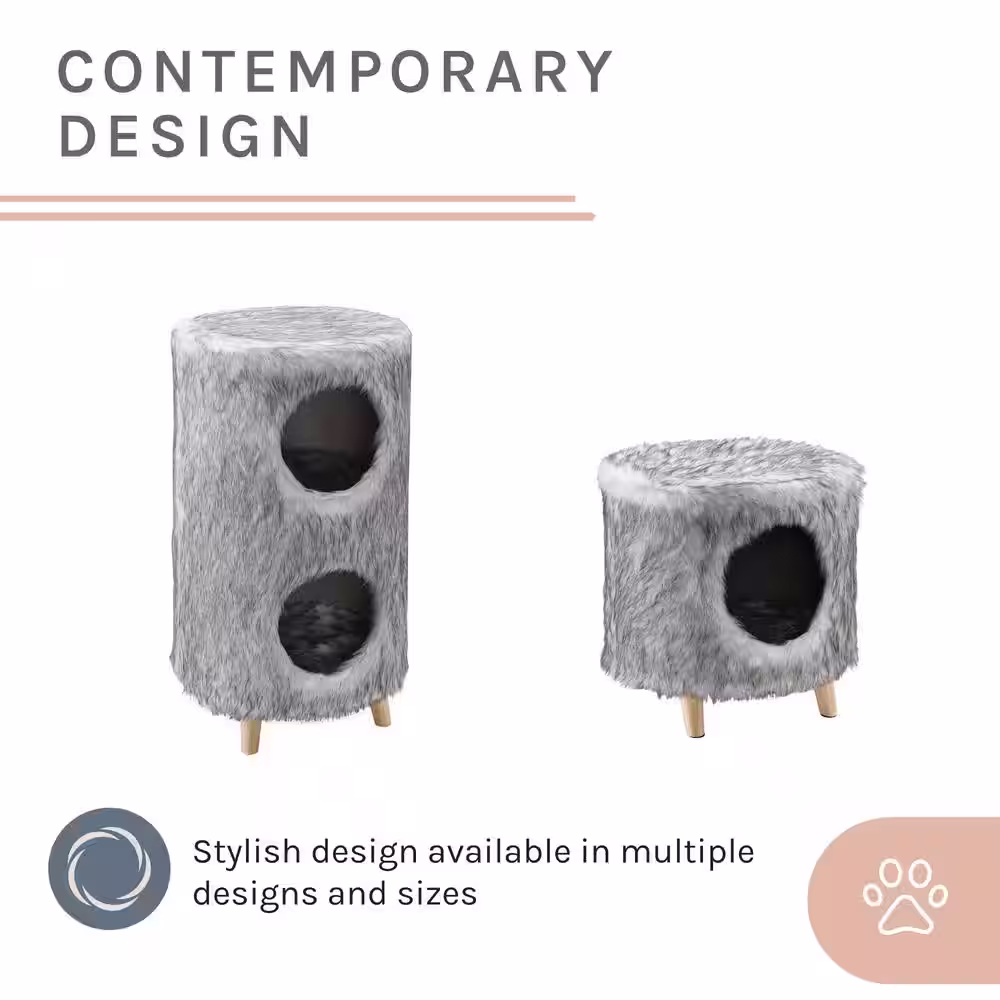 Sam's Pets Pufak 16 in. Gray Cat Tree Cylinder