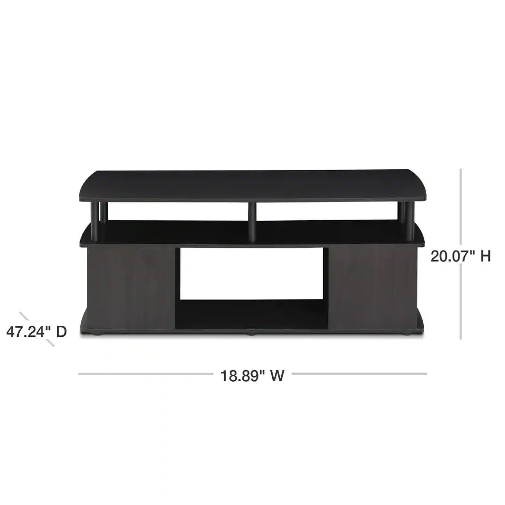 Furinno Jaya 48 in. Blackwood Large Rectangle Wood Coffee Table with Shelf