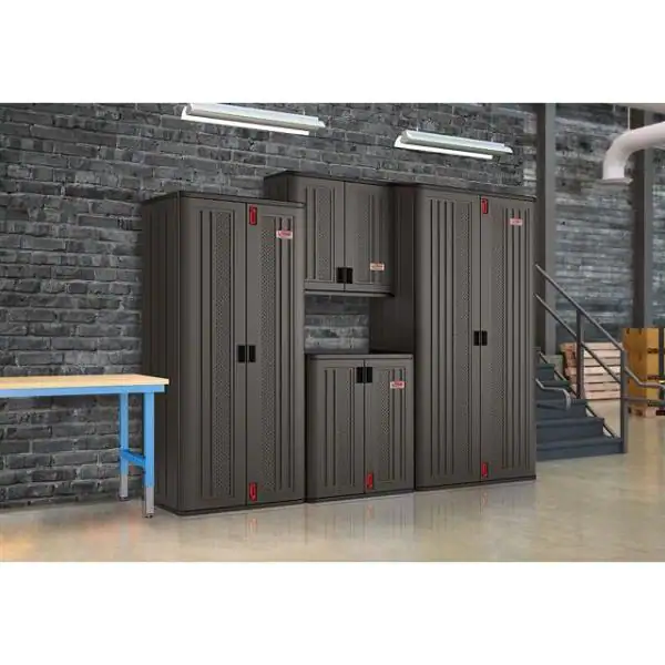 Suncast Commercial 30 in W x 30 in H x 12 in D 1-Shelf Wall Mounted Resin Garage Cabinet in Slate