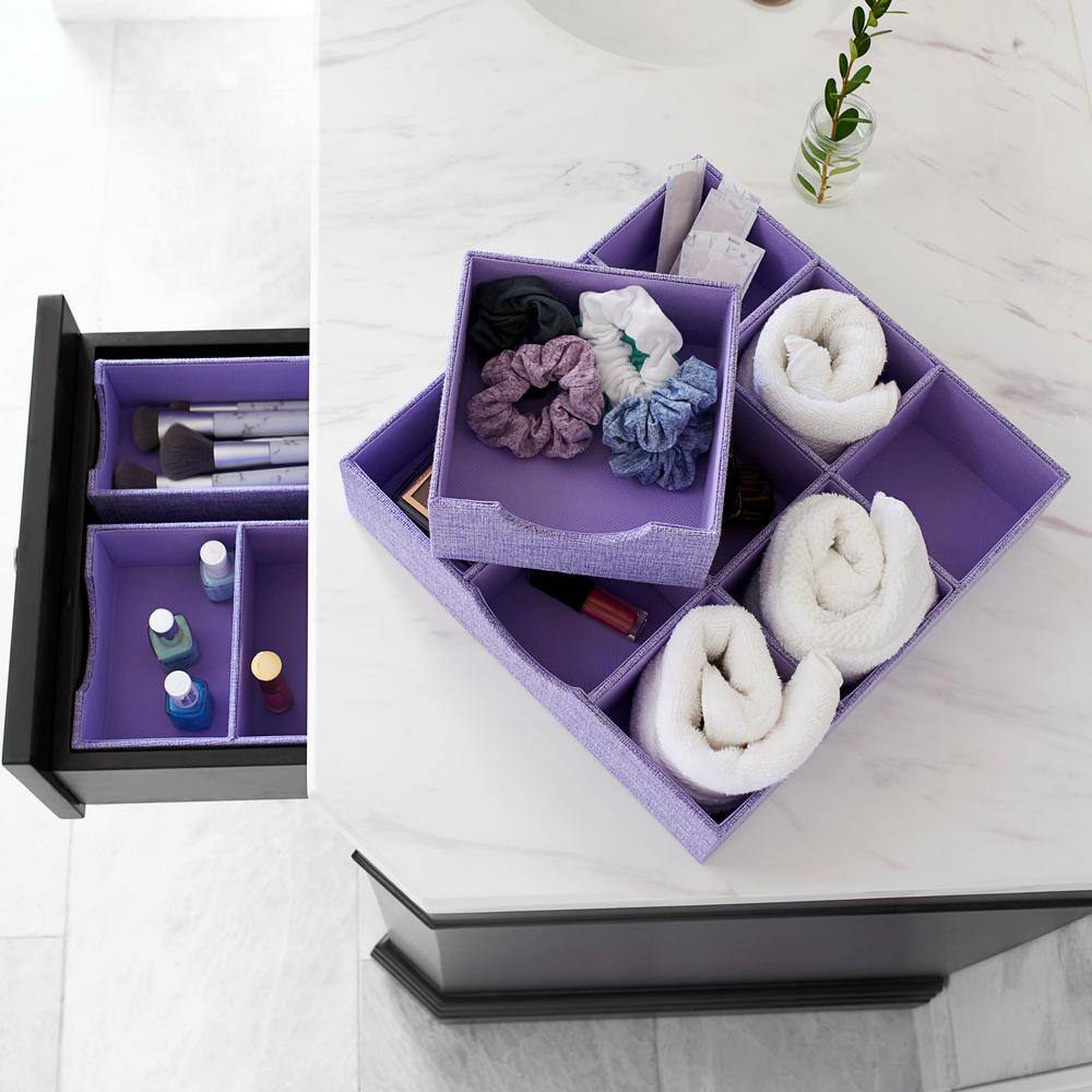 HOUSEHOLD ESSENTIALS 2PC Iris Heather 6 in. Linen Square Hard-Sided Trays