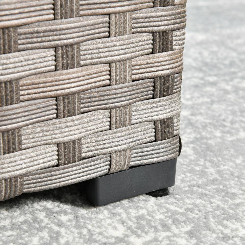 None Marvel Gray 9-Piece Wicker Wide Arm Patio Conversation Set with Beige Cushions and Swivel Rocking Chairs