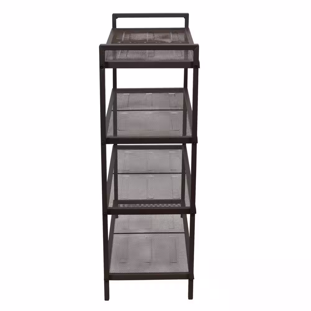 HOUSEHOLD ESSENTIALS 26.7 H 12-Pair 4-Tier Brown Metal Shoe Rack