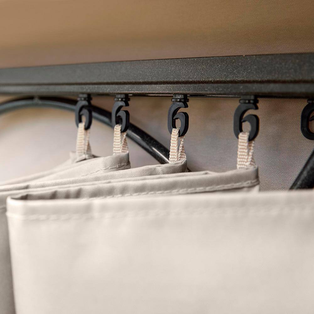 Hampton Bay Palantine 10.5 ft. x 10.5 ft. Tan Soft Top Gazebo