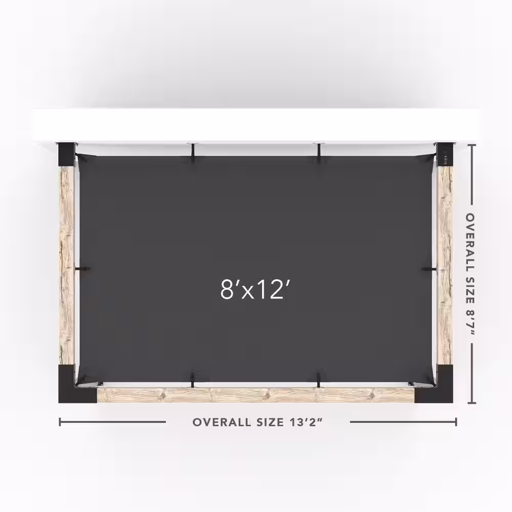 TOJA GRID 8 ft. L x 12 ft. L Wall Mount Pergola Kit with Denim Shade Sail, for 6x6 Wood