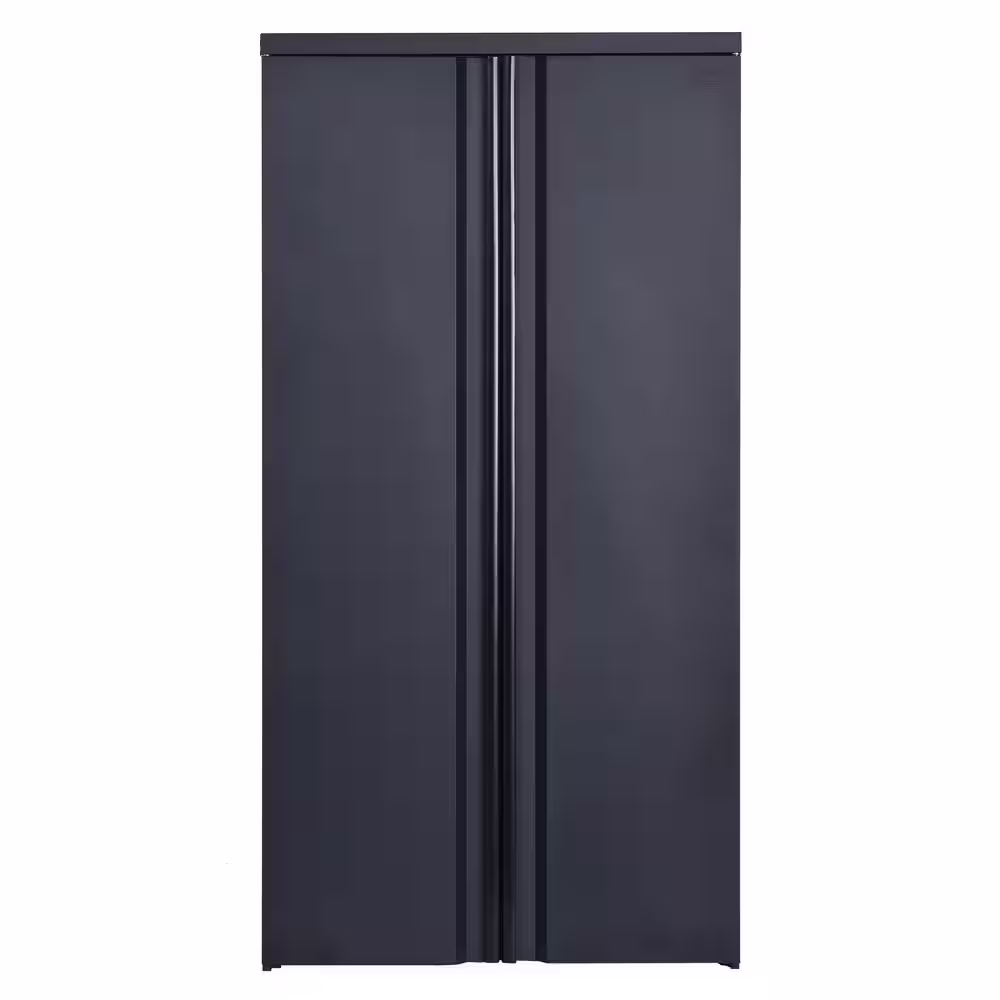 Edsal Ready To Assemble 20 Gauge 4 shelf Steel and Aluminum Freestanding Cabinet (36 in. W x 72 in. H x 18 in. D) in Black