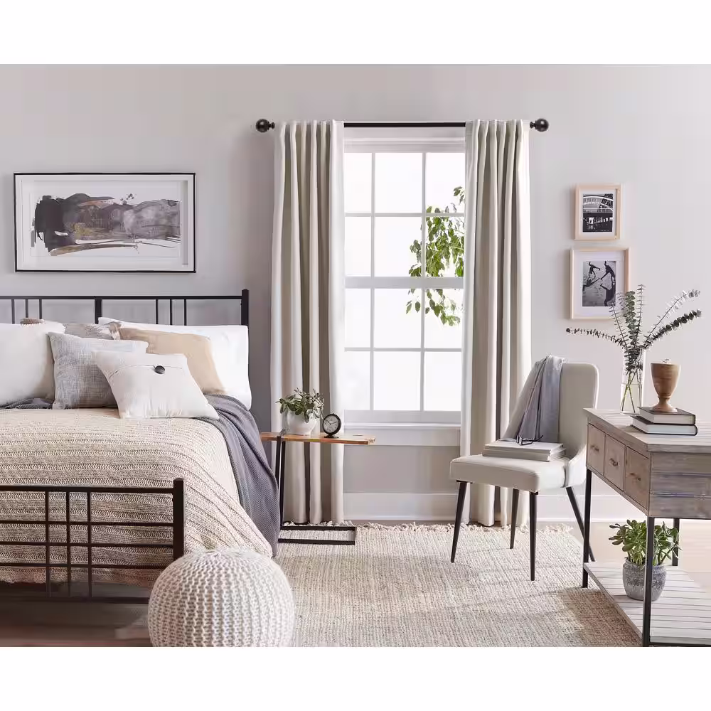 Snugset Ethan 72 in. x 144 in. Easy-Install Optional No Tools Adjustable 1 in. Single Rod Kit in Black with Ball Finials