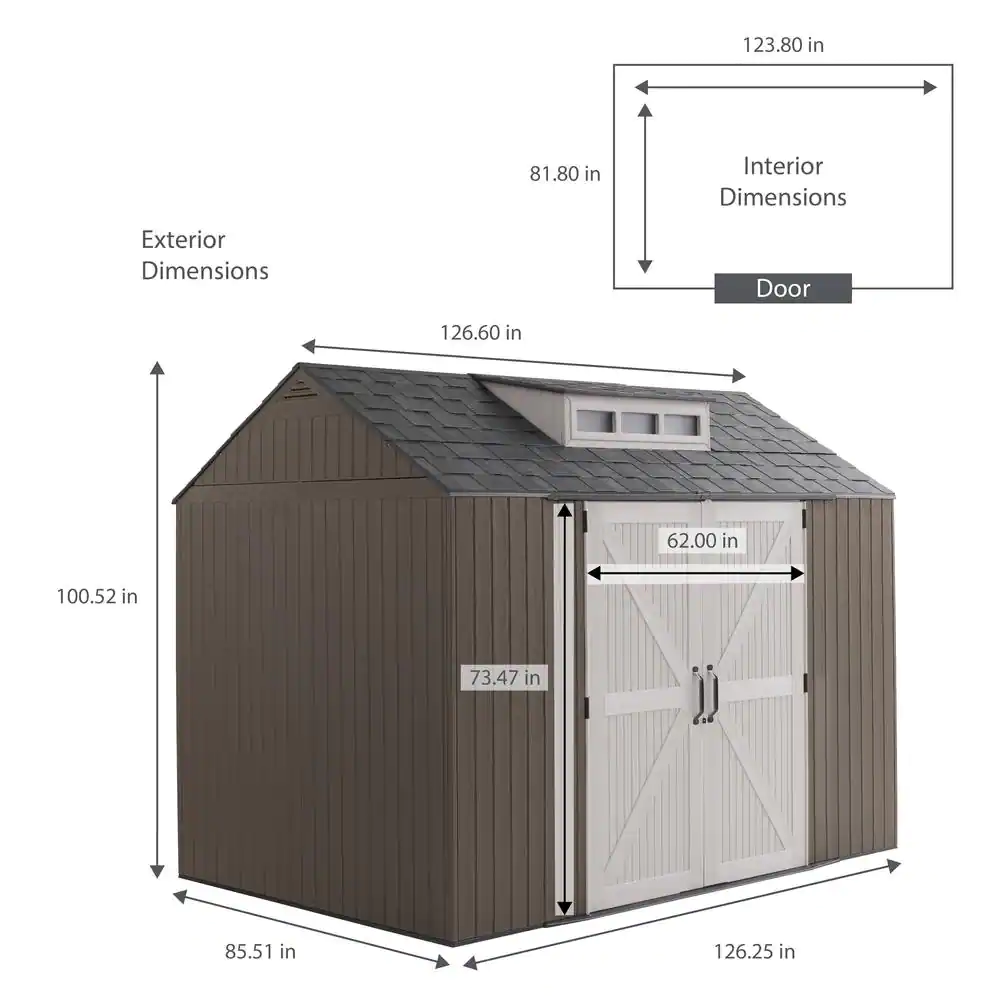 Rubbermaid 10 ft. W x 7 ft. D Plastic Storage Shed (70 sq. ft.)