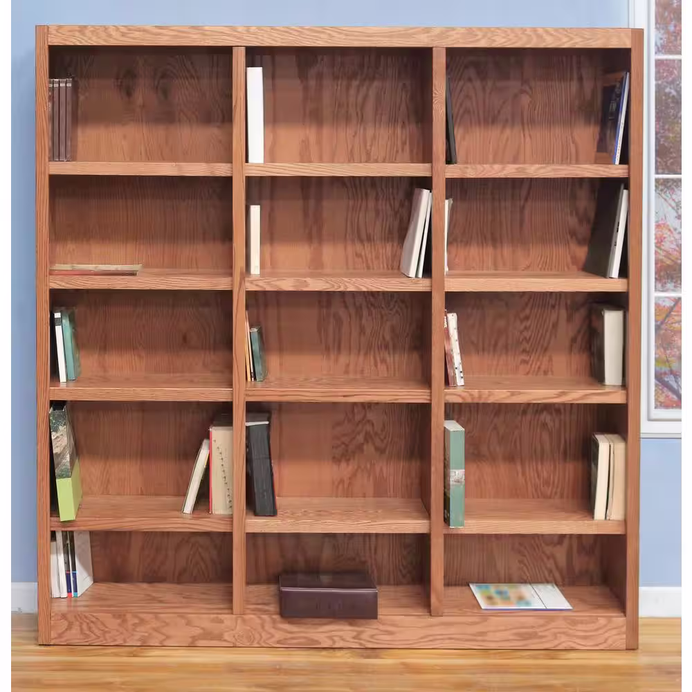 Concepts In Wood 72 in. Dry Oak Wood 15-shelf Standard Bookcase with Adjustable Shelves