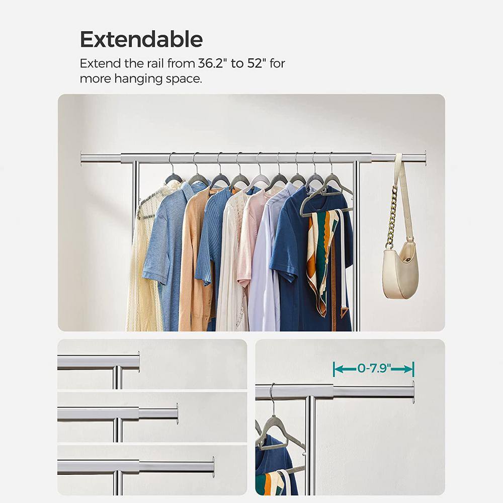 None Chrome Metal Adjustable Garment Clothes Rack 43 in. W x 63 in. H