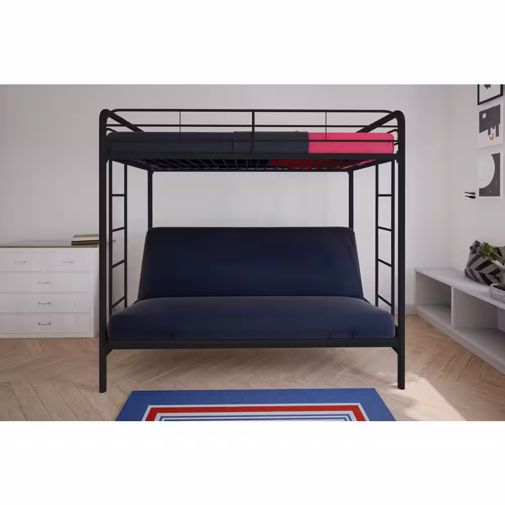 DHP Easton Black Metal Twin Over Futon Bunk Bed
