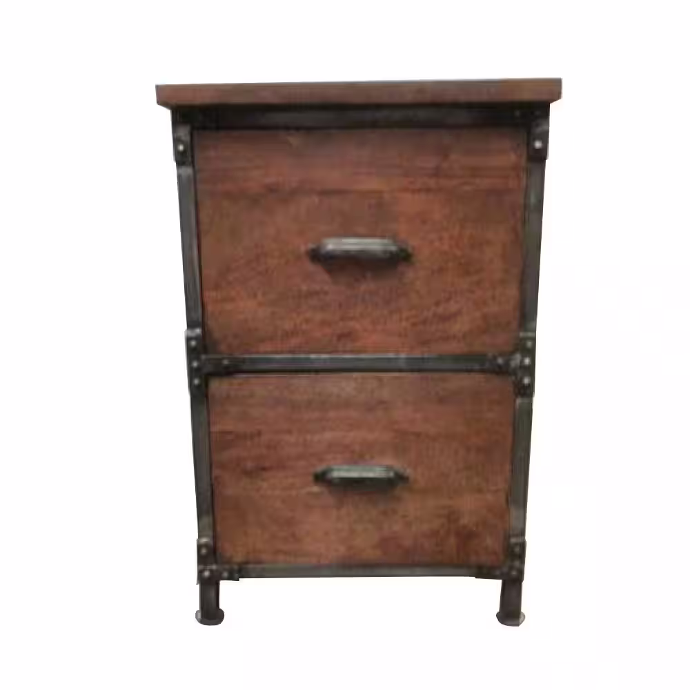 None Rustic 2-Drawer Brown Filing Cabinet