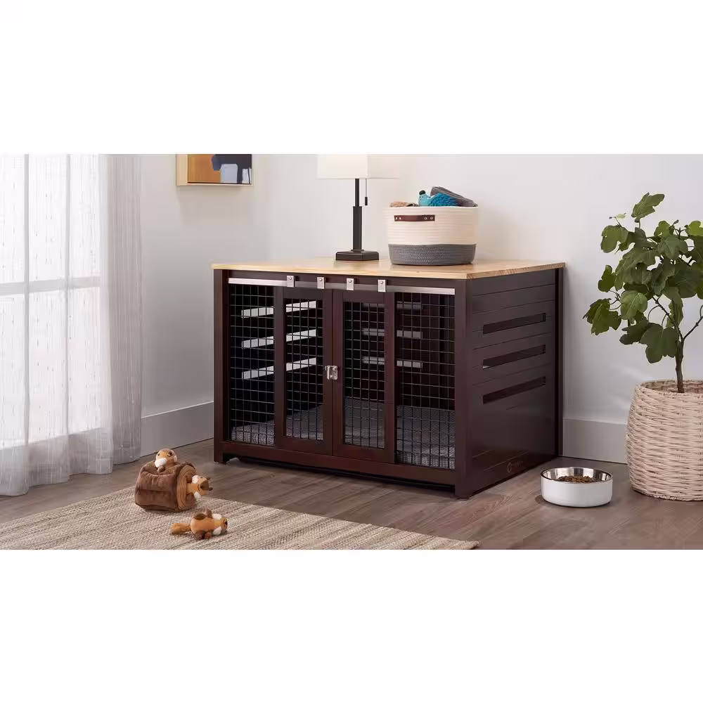 TRINITY 40 in. Pet Crate Accent Table - Espresso Brown