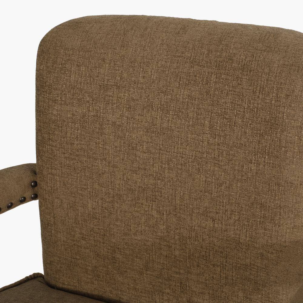 Noble House Ardson Dark Beige and Natural Fabric Dining Arm Chairs (Set of 2)