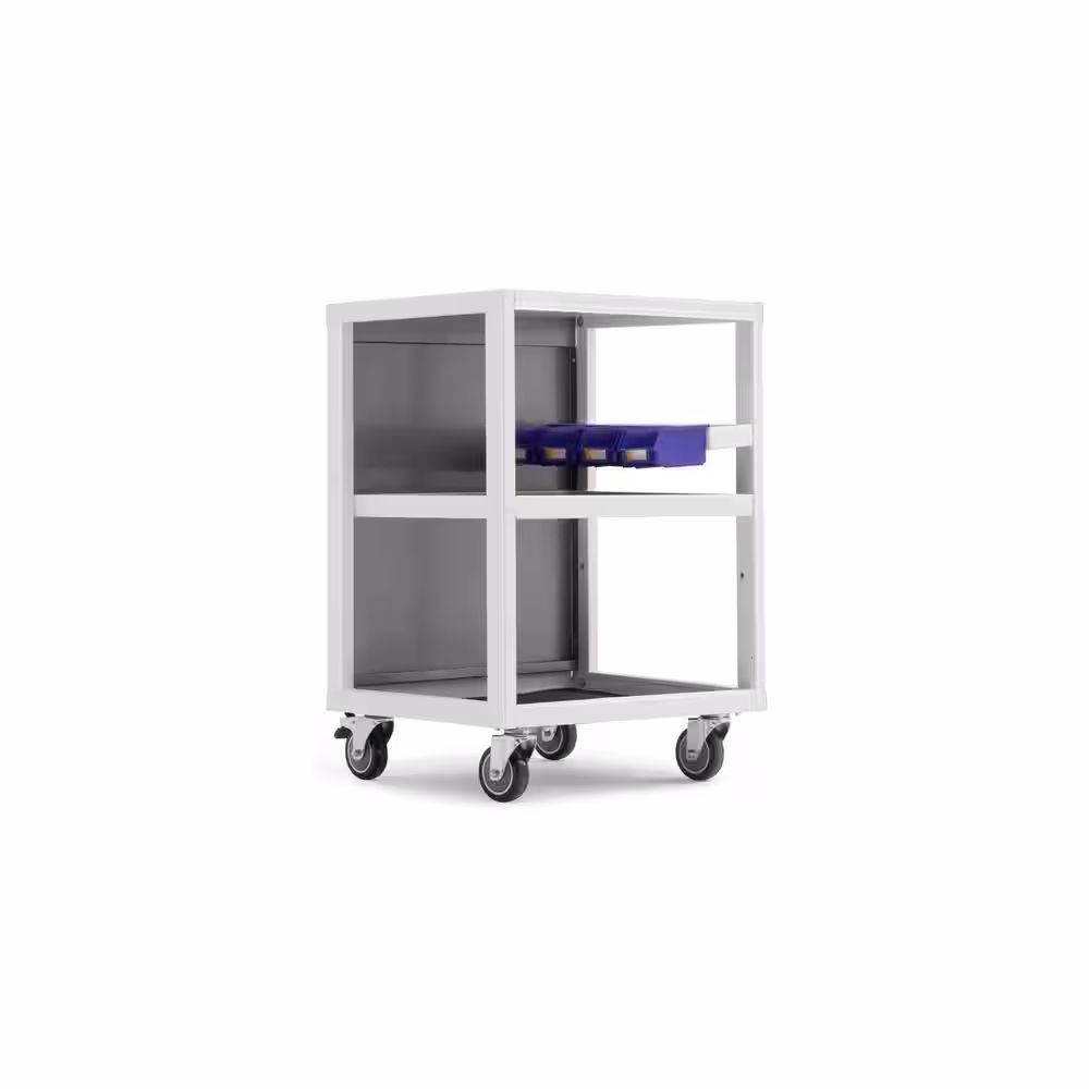 NewAge Products Pro Series 24 in. W x 34.25 in. H x 20.5 in. D 18-Gauge Steel Utility Cart in Platinum