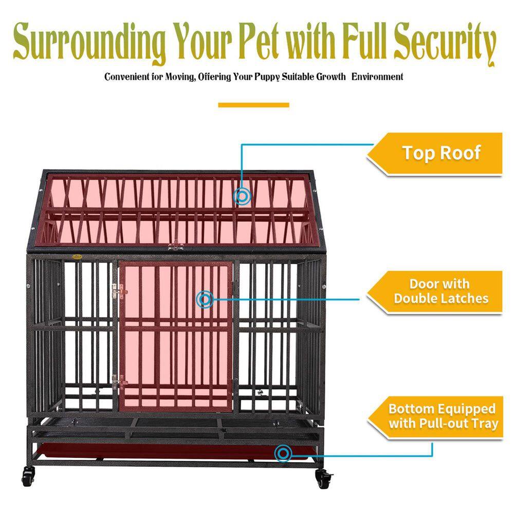 COZIWOW Dog Crate Cage With Removable Wheels