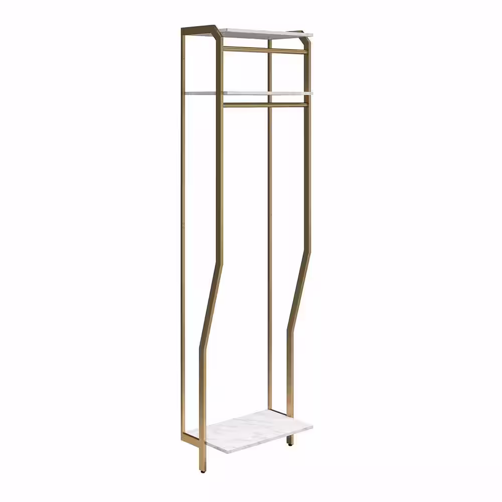 CosmoLiving by Cosmopolitan Gwyneth 24 in. W Wall Mount Adjustable Wood Closet System - Hanging Rods, White Marble