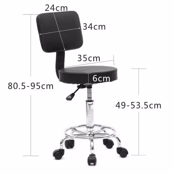 None Black PU Leather Seat Adjustable Hydraulic Swivel Bar Stool with Backrest 37 in. Height