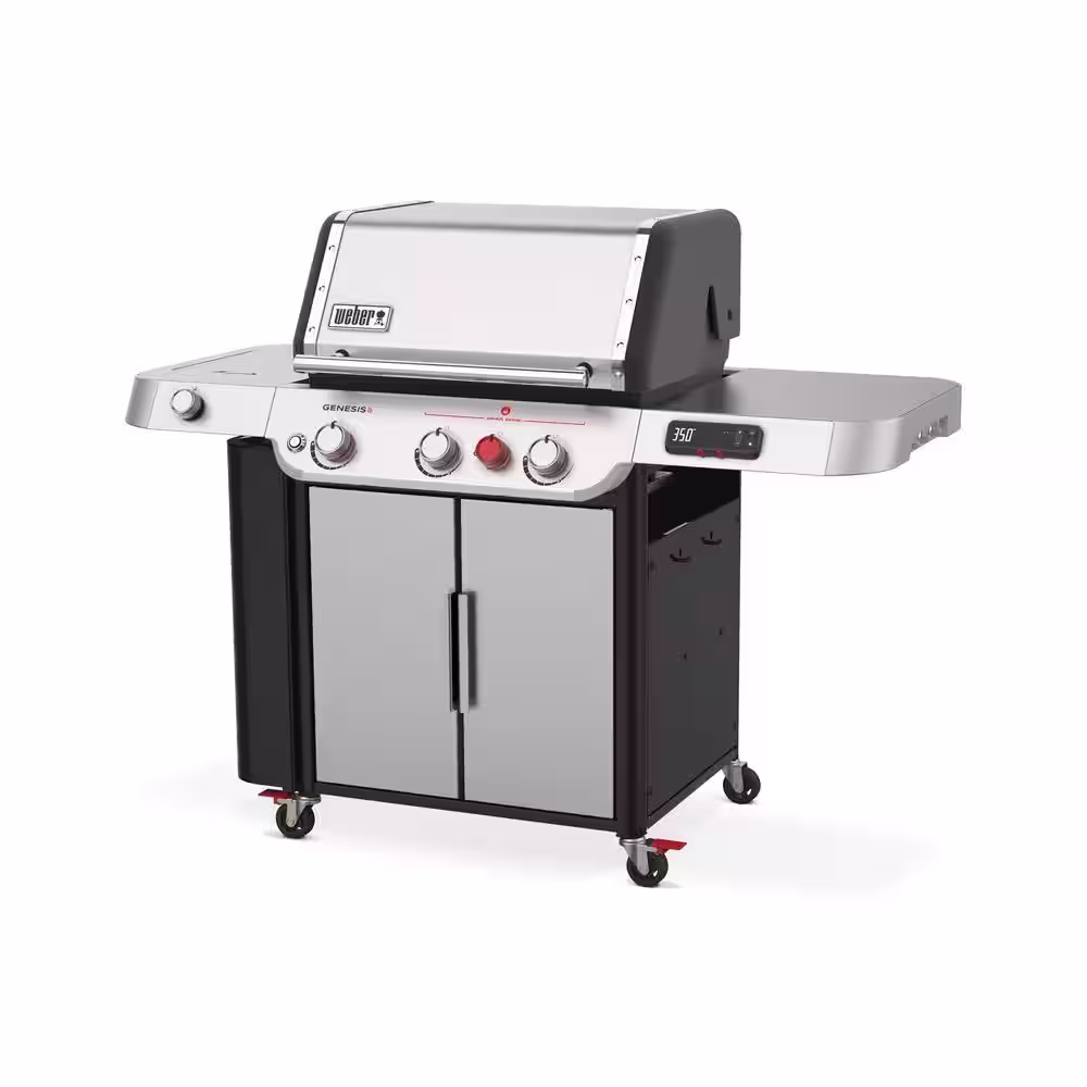 Weber Genesis Smart SX-335 3-Burner Propane Gas Grill in Stainless Steel with Side Burner