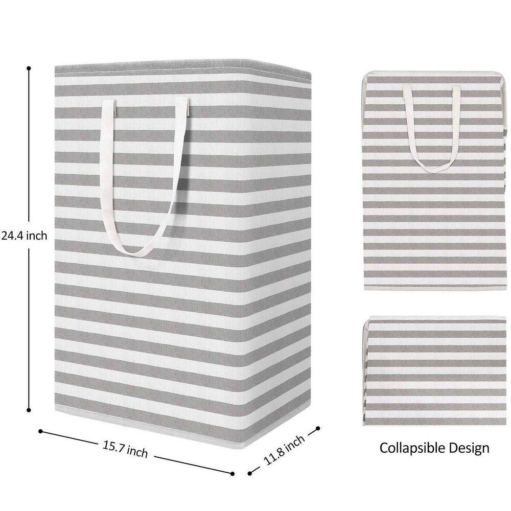 None 75 L Fabric Laundry Basket Hamper with Handles Gray (3-Pack)