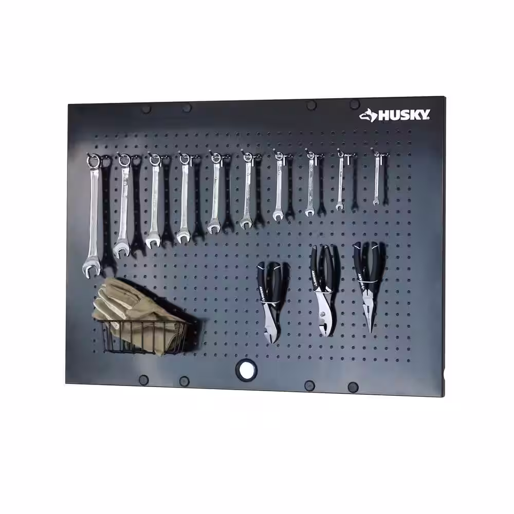 Husky 2-Pack Steel Pegboard Set in Black (36 in. W x 26 in. H) for Ready-to-Assemble Steel Garage Storage System