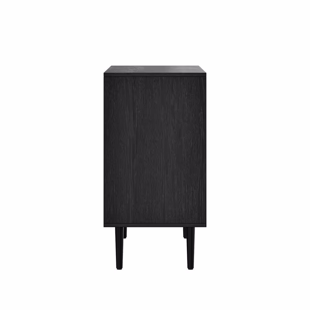 JAYDEN CREATION Roderick Black 30.2 in. Tall Plus 2-Door Accent Cabinet with Wood Legs