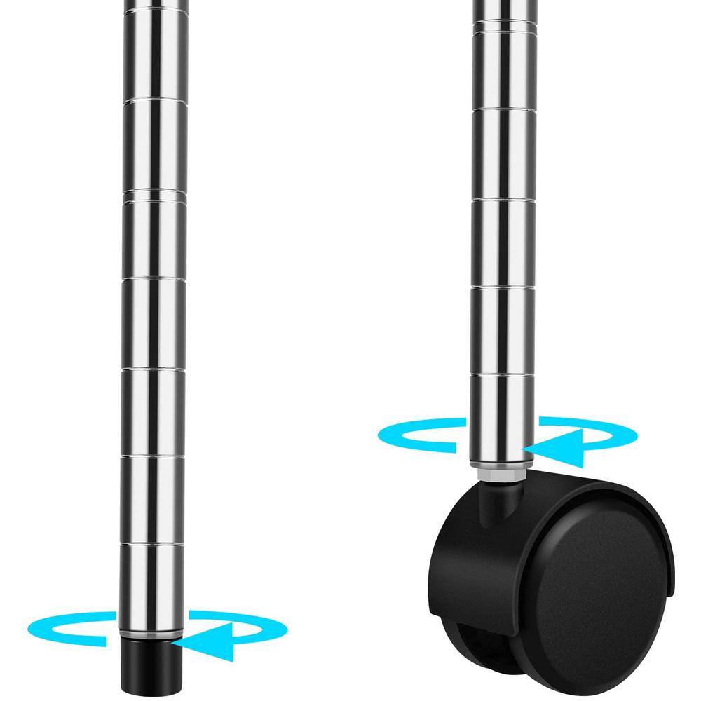 None 13 in. x 23 in. x 49 in. Silver Heavy Duty Metal Garage Shelves with Detachable Wheels