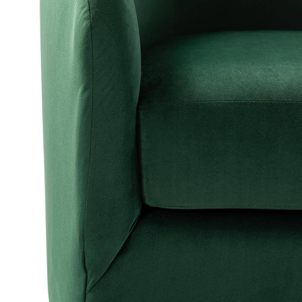 JAYDEN CREATION Estefan Green Comfy Velvet Swivel Barrel Chair with Metal Base